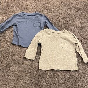 Baby Gap 12-18m Kids Long Sleeve Pocket Tees - Blue and Gray